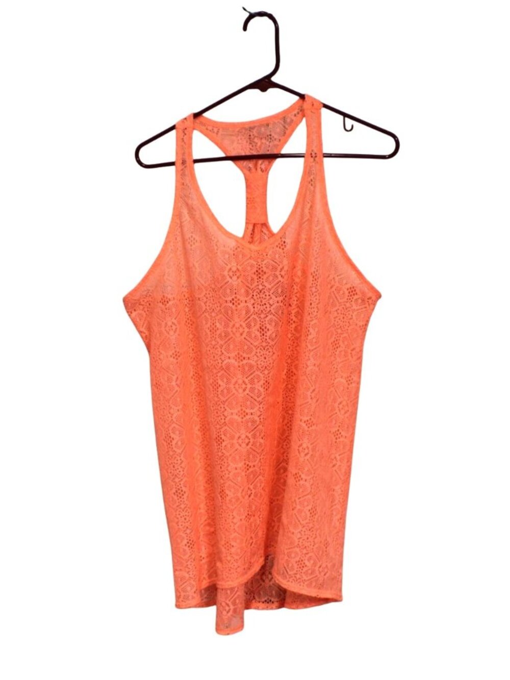 Womens OP Neon Orange Cover Up XL Lace Racerback Swim Beach Pool Lightweight